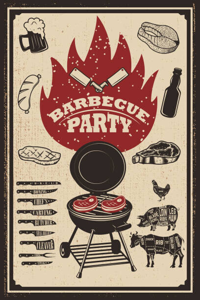 ioanmasay Plakát, Obraz - Barbecue party flyer template. Grill, fire,, ioanmasay, 26.7 × 40 cm