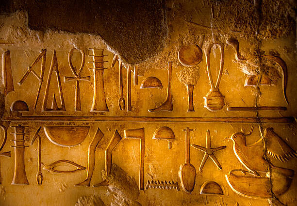 ajiravan Plakát, Obraz - Two rows of Egyptian Hieroglyphics, ajiravan, 40 × 26.7 cm