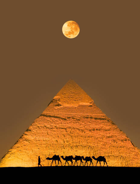 Grant Faint Plakát, Obraz - Camel train and pyramid, Grant Faint, 30 × 40 cm