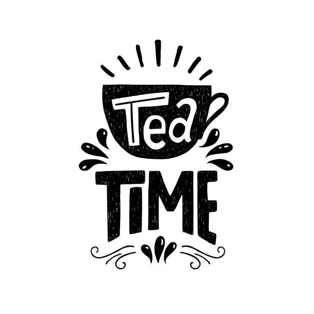 tasza_natasha Plakát, Obraz - Tea Time hand drawn phrase, tasza_natasha, 40 × 40 cm