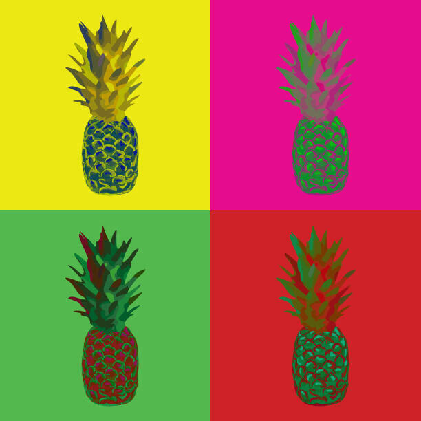 LucidSurf Plakát, Obraz - Pop Art Pineapple Vector, LucidSurf, 40 × 40 cm