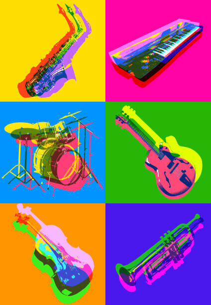 smartboy10 Plakát, Obraz - Jazz Musical Instrument icons, smartboy10, 26.7 × 40 cm
