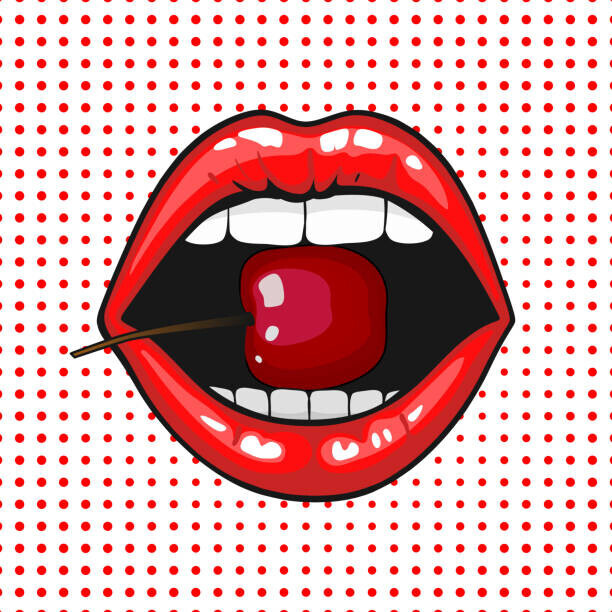 gorbachlena Plakát, Obraz - Young pretty woman lips portrait biting, gorbachlena, 40 × 40 cm