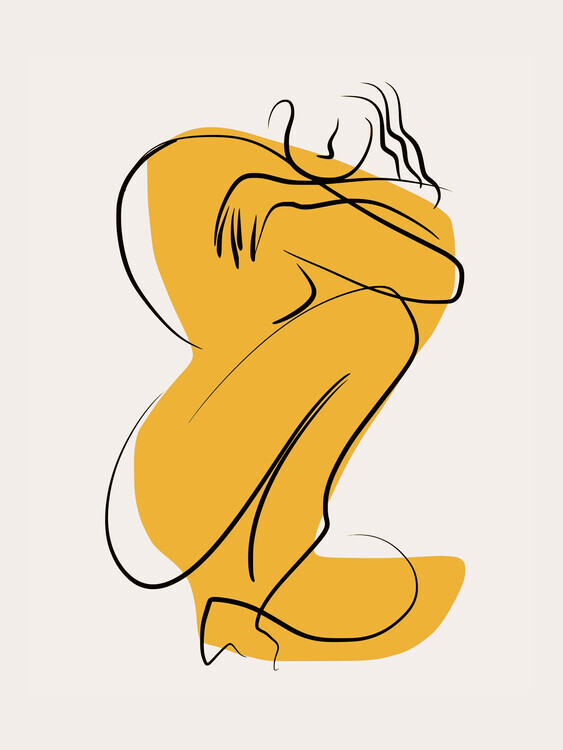 Little Dean Plakát, Obraz - Self Hug In Linear Abstract, Little Dean, 30 × 40 cm