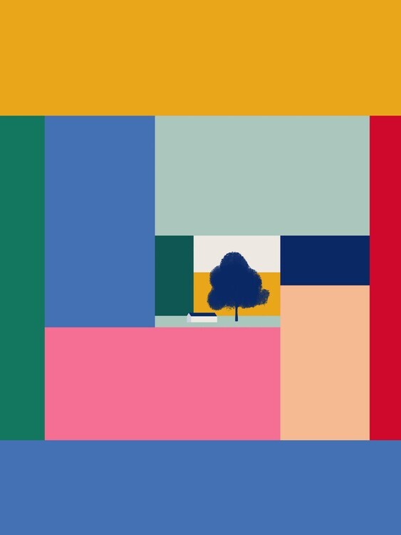 Little Dean Plakát, Obraz - Barn In Color Blocks, Little Dean, 30 × 40 cm