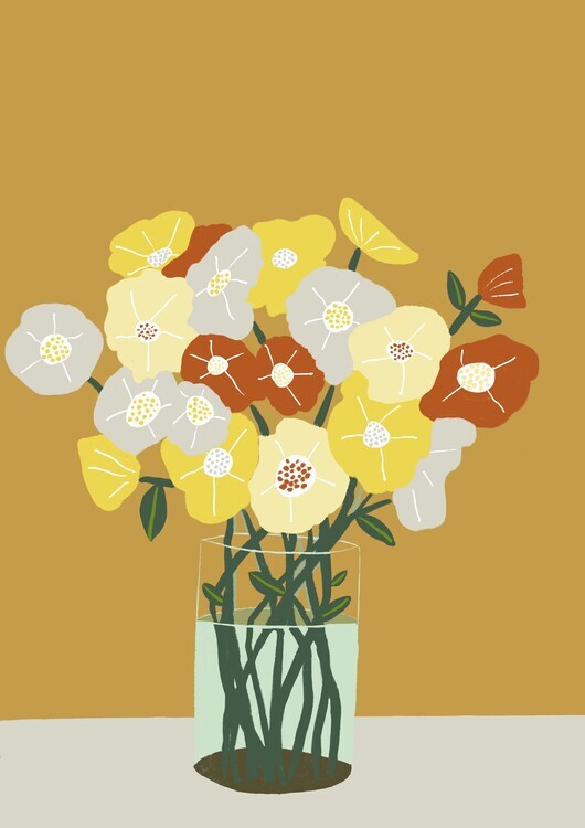 Sharyn Bursic Plakát, Obraz - Vase of Flowers, Sharyn Bursic, 30 × 40 cm