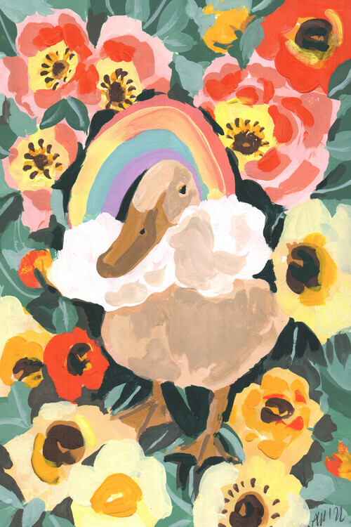 Ania Zwara Plakát, Obraz - Duck With Rainbow, Ania Zwara, 26.7 × 40 cm