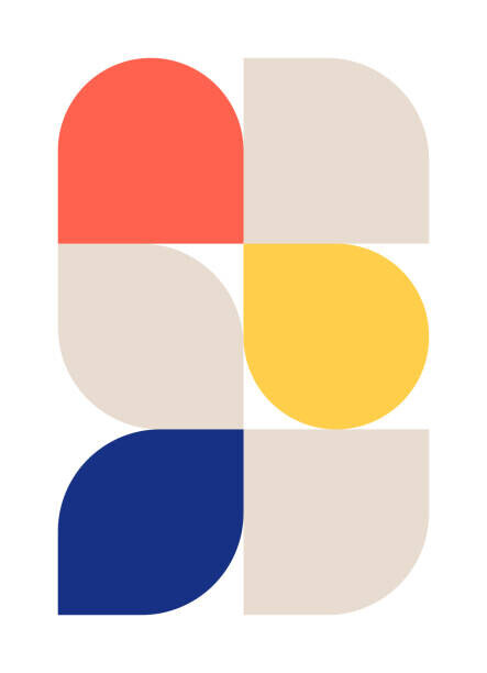 timonko Plakát, Obraz - Trendy bauhaus pattern poster. Vector geometric, timonko, 30 × 40 cm