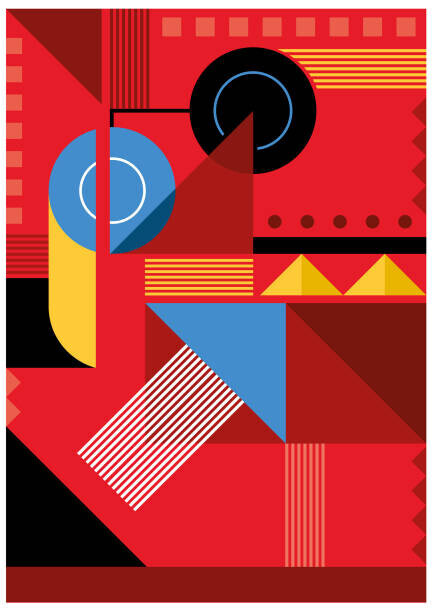 johnwoodcock Plakát, Obraz - Bauhaus red background illustration, johnwoodcock, 30 × 40 cm