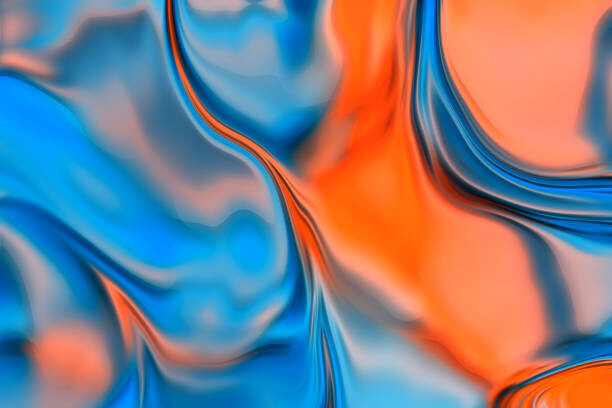 oxygen Plakát, Obraz - Colorful Vibrant Neon Blue Orange Waves Background, oxygen, 40 × 26.7 cm