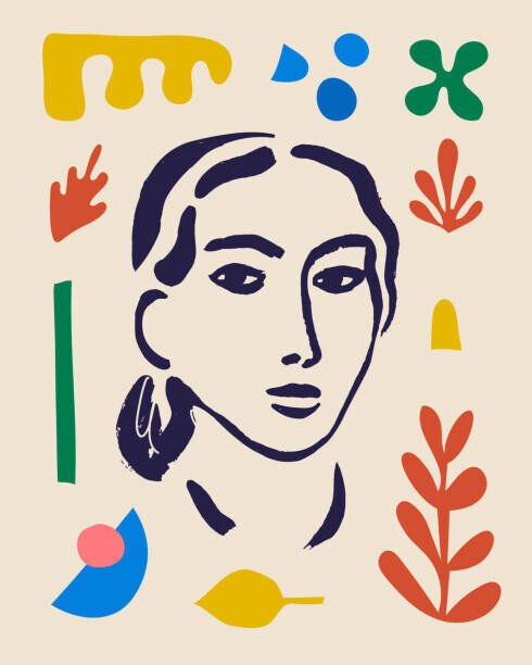 MaryliaDesign Plakát, Obraz - Vector woman art poster. Matisse inspired, MaryliaDesign, 30 × 40 cm