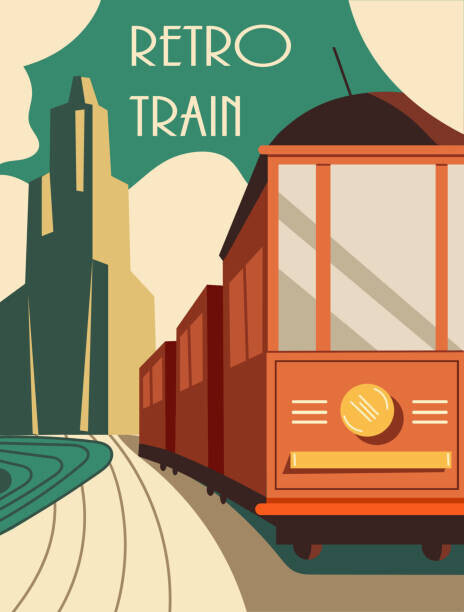 Rudzhan Nagiev Plakát, Obraz - Vintage style retro train poster or card design, Rudzhan Nagiev, 30 × 40 cm