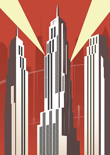 rms164 Plakát, Obraz - Vertical cartoon city, rms164, 30 × 40 cm