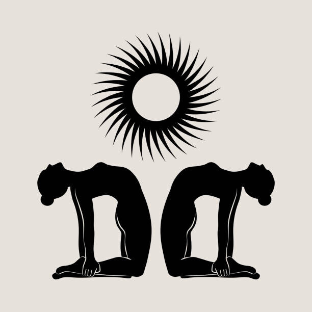 Alina Beketova Plakát, Obraz - Woman doing yoga abstract poster. Monochrome, Alina Beketova, 40 × 40 cm