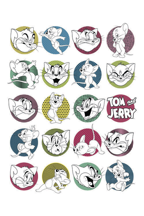 Europosters Plakát, Obraz - Tom & Jerry - Badges, 26.7 × 40 cm
