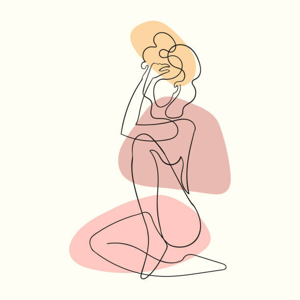 Lizaveta Kadol Plakát, Obraz - Outline illustration of woman body with blob shape, Lizaveta Kadol, 40 × 40 cm