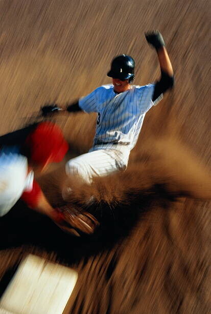 David Madison Plakát, Obraz - Baseball, player sliding into third base, David Madison, 26.7 × 40 cm