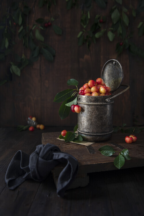 Diana Popescu Plakát, Obraz - Yellow cherries, Diana Popescu, 26.7 × 40 cm