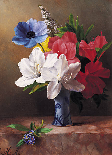 Fine Art Photographic Plakát, Obraz - Flowers in a blue vase, Fine Art Photographic, 30 × 40 cm