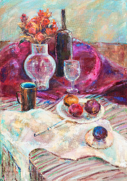Krimzoya Plakát, Obraz - Still life on red cloth, Krimzoya, 26.7 × 40 cm