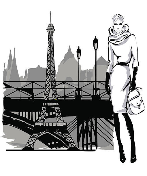 glafira Plakát, Obraz - Fashion model fall winter with Paris, glafira, 33.3 × 40 cm