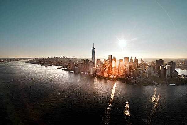 Howard Kingsnorth Plakát, Obraz - Aerial of Manhattan, NYC at sunrise, Howard Kingsnorth, 40 × 26.7 cm