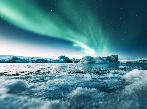 franckreporter Plakát, Obraz - aurora borealis in iceland at jakulsarlon, franckreporter, 40 × 30 cm