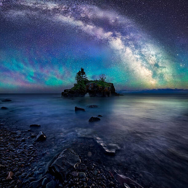 Matt Anderson Photography Plakát, Obraz - Milky Way Over Hollow Rock, Matt Anderson Photography, 40 × 40 cm