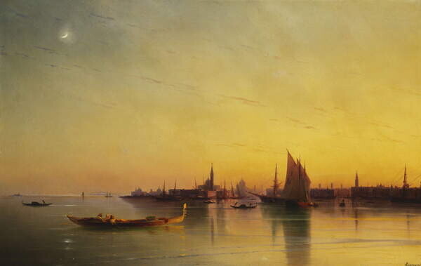 Aivazovsky, Ivan Konstantinovich Plakát, Obraz - Venice from the Lagoon at Sunset, 1873, Aivazovsky, Ivan Konstantinovich, 40 × 26.7 cm