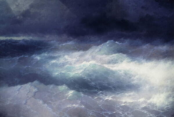 Alvazosky, Ivan Konstantinovich Plakát, Obraz - Between the Waves, 1898, Alvazosky, Ivan Konstantinovich, 40 × 26.7 cm