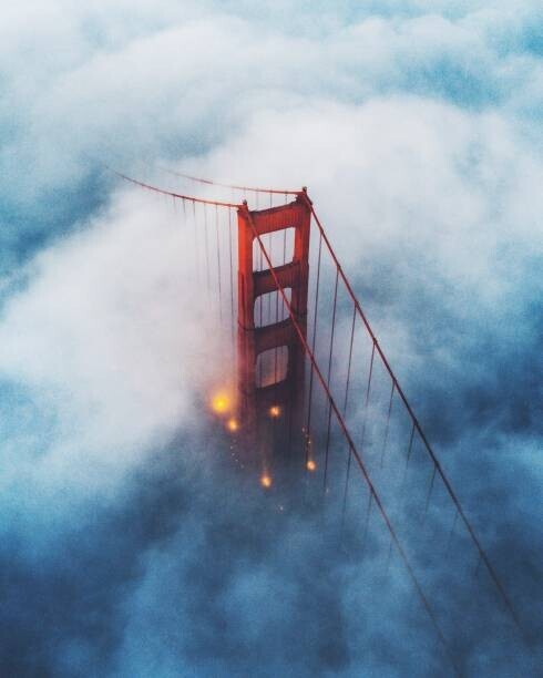 jonathan borruso Plakát, Obraz - Golden Gate Bridge foggy low, jonathan borruso, 30 × 40 cm