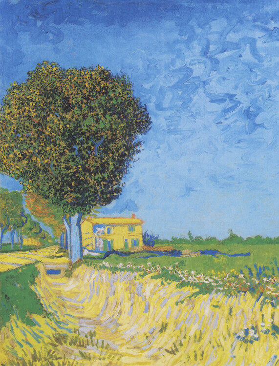 Vincent van Gogh Plakát, Obraz - Avenue at Arles with houses (1888), Vincent van Gogh, 30 × 40 cm