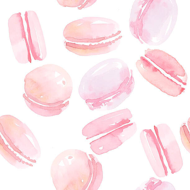 Galyna_P Plakát, Obraz - french sweets handdrawn concept. pastel color, Galyna_P, 40 × 40 cm