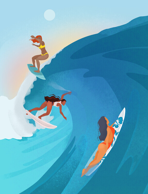 Petra Lizde Plakát, Obraz - Surfers, Petra Lizde, 30 × 40 cm