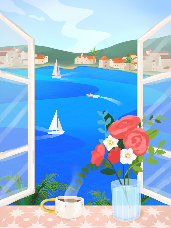 Petra Lizde Plakát, Obraz - Island View, Petra Lizde, 30 × 40 cm