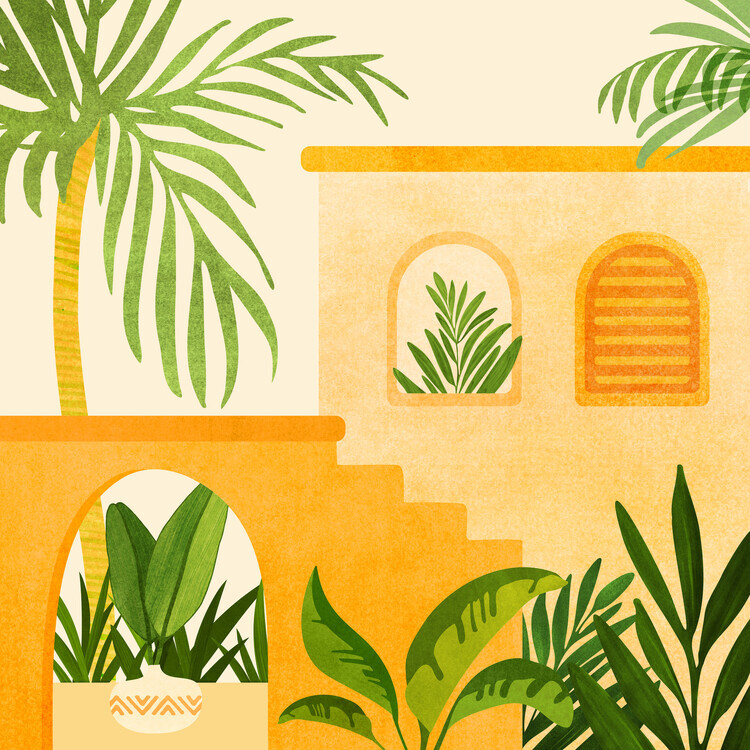 Kristen Gallagher Plakát, Obraz - Garden Hacienda, Kristen Gallagher, 40 × 40 cm