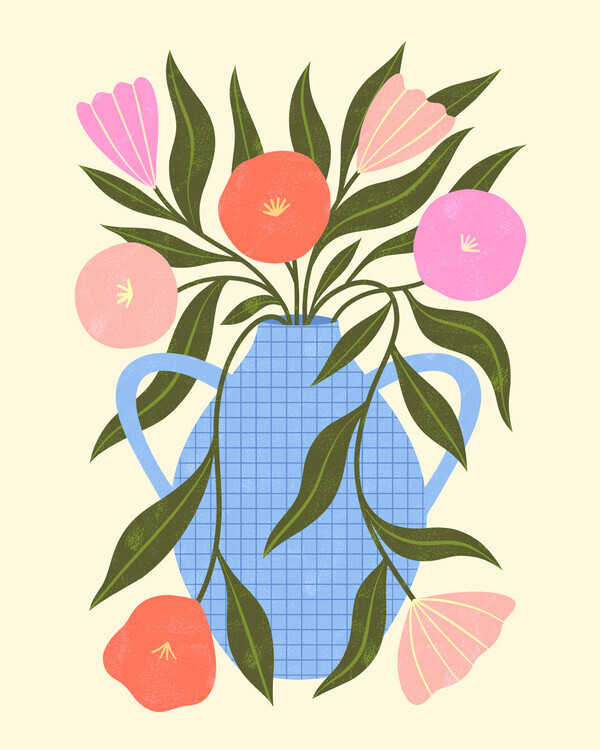 Melissa Donne Plakát, Obraz - Wavy Flowers inVase, Melissa Donne, 30 × 40 cm