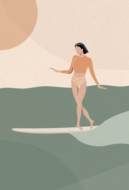 LucidSurf Plakát, Obraz - Surfer Girl Gliding on the Wave, LucidSurf, 26.7 × 40 cm