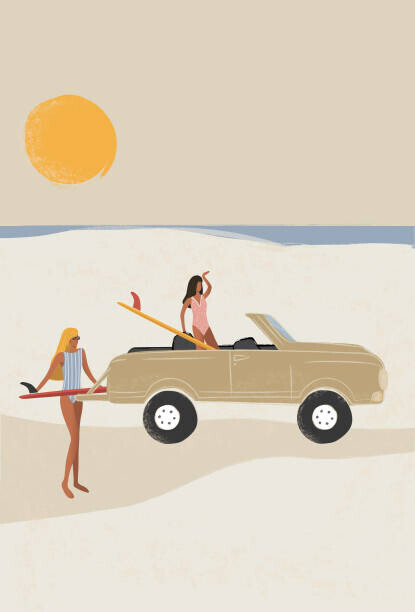 LucidSurf Plakát, Obraz - Surfer girls checking the waves on, LucidSurf, 26.7 × 40 cm