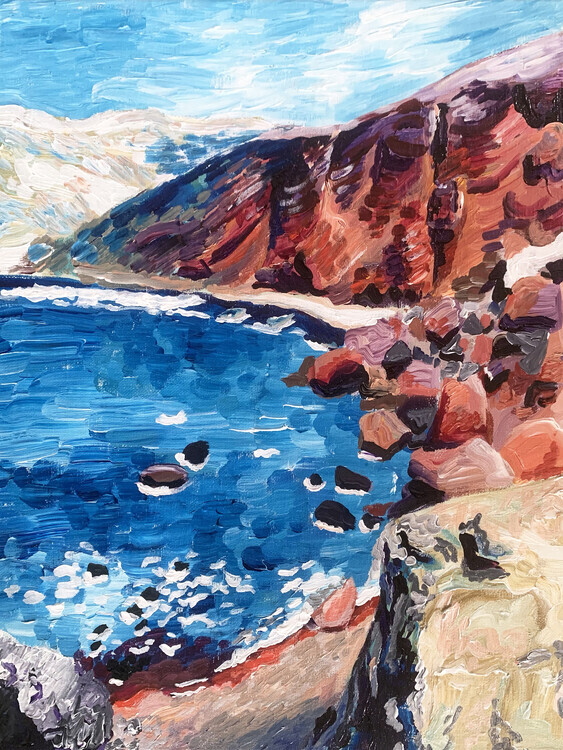 Key and Sea Creative Plakát, Obraz - Red Sand Beach, Key and Sea Creative, 30 × 40 cm