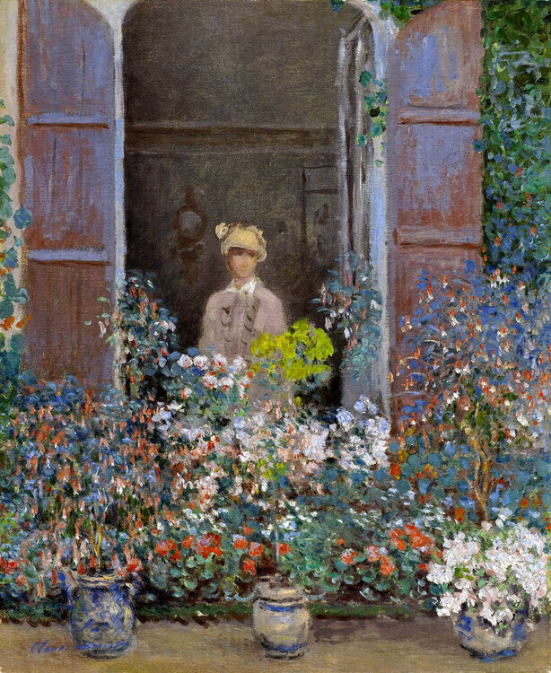 Claude Monet Plakát, Obraz - Camille at the Window, Argenteuil, Claude Monet, 32.7 × 40 cm