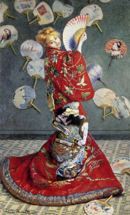 Claude Monet Plakát, Obraz - Camille Monet In Japanese Costume (1876), Claude Monet, 24.3 × 40 cm