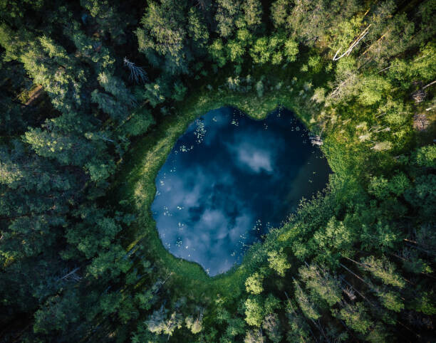 Miemo Penttinen - miemo.net Plakát, Obraz - Top-down aerial view of a small, Miemo Penttinen - miemo.net, 40 × 30 cm