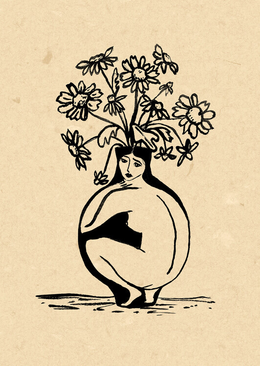 Raissa Oltmanns Plakát, Obraz - Woman in vase, Raissa Oltmanns, 30 × 40 cm