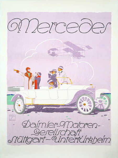 Hohlwein, Ludwig Plakát, Obraz - Poster Mercedes, 1912, Hohlwein, Ludwig, 30 × 40 cm