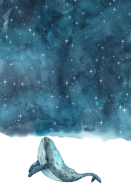ToBeeLife Plakát, Obraz - Whale swimming on star ocean watercolor., ToBeeLife, 30 × 40 cm
