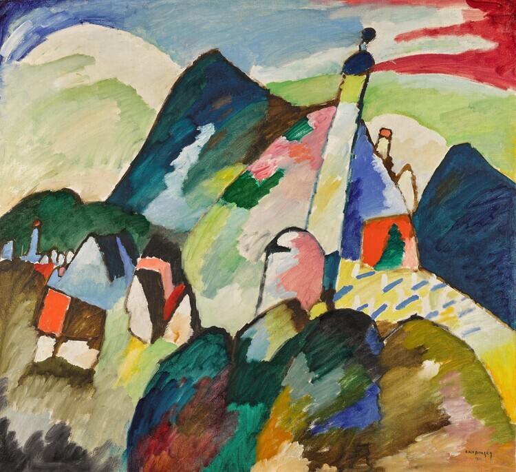 Wassily Kandinsky Plakát, Obraz - Murnau with church II, Wassily Kandinsky, 40 × 40 cm