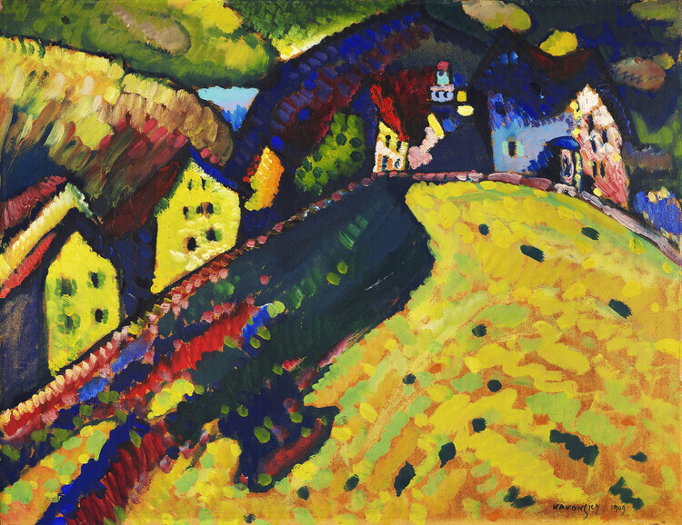 Wassily Kandinsky Plakát, Obraz - Houses at Murnau (1909), Wassily Kandinsky, 40 × 30 cm
