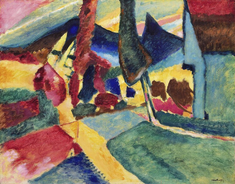 Wassily Kandinsky Plakát, Obraz - Landscape with Two Poplars (1912), Wassily Kandinsky, 40 × 30 cm