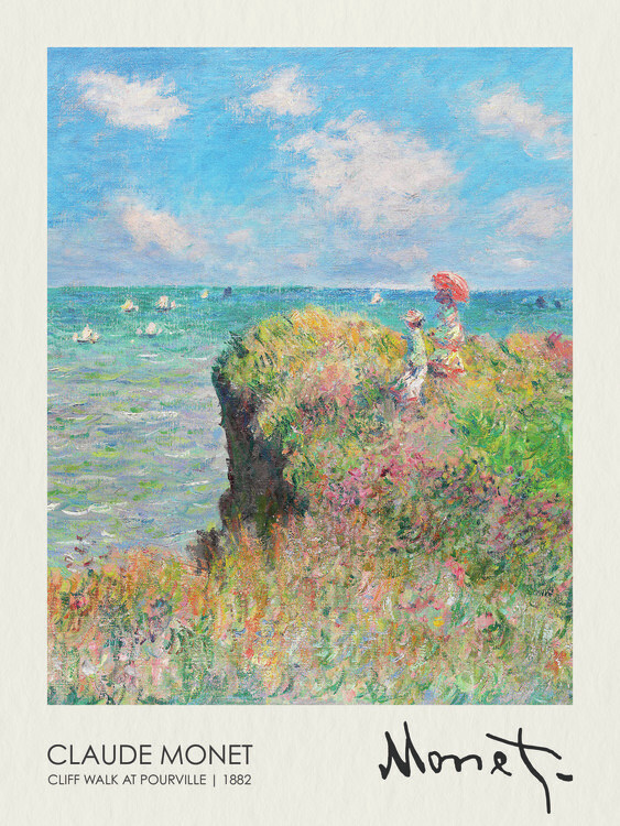 Claude Monet Plakát, Obraz - Cliff Walk at Pourville (1882), Claude Monet, 30 × 40 cm